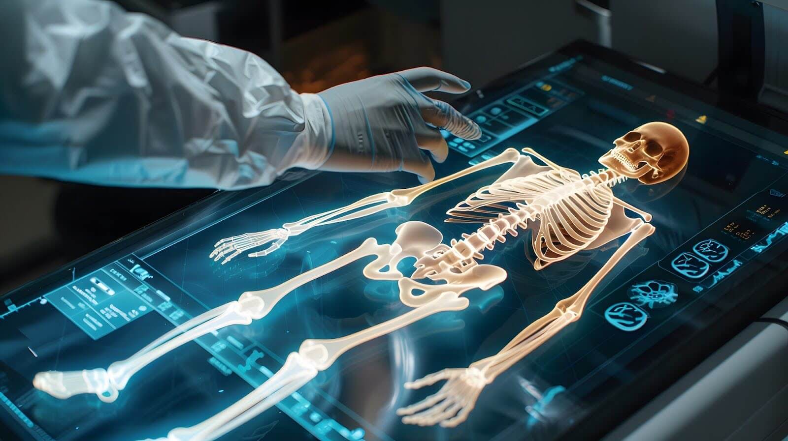 A doctor looking at bone scan results.