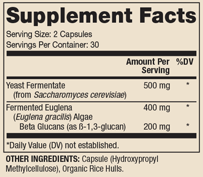 Fermented Beta Glucans 60 Capsules Supplement Facts