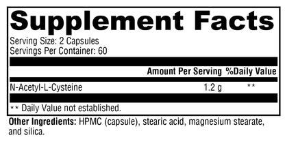 NAC 120 Capsules Supplement Facts