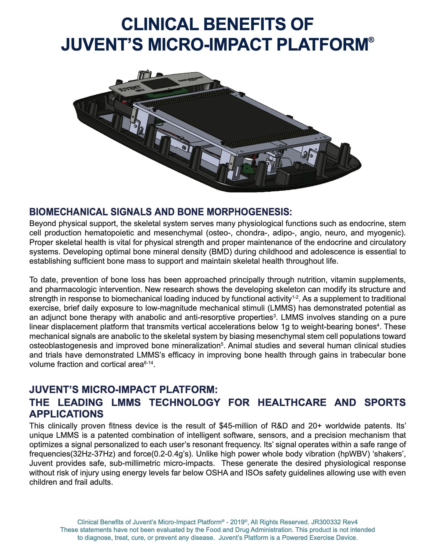 Clinical benefits of Juvent's Micro-Impact platform with a diagram of the inner workings of the platform.