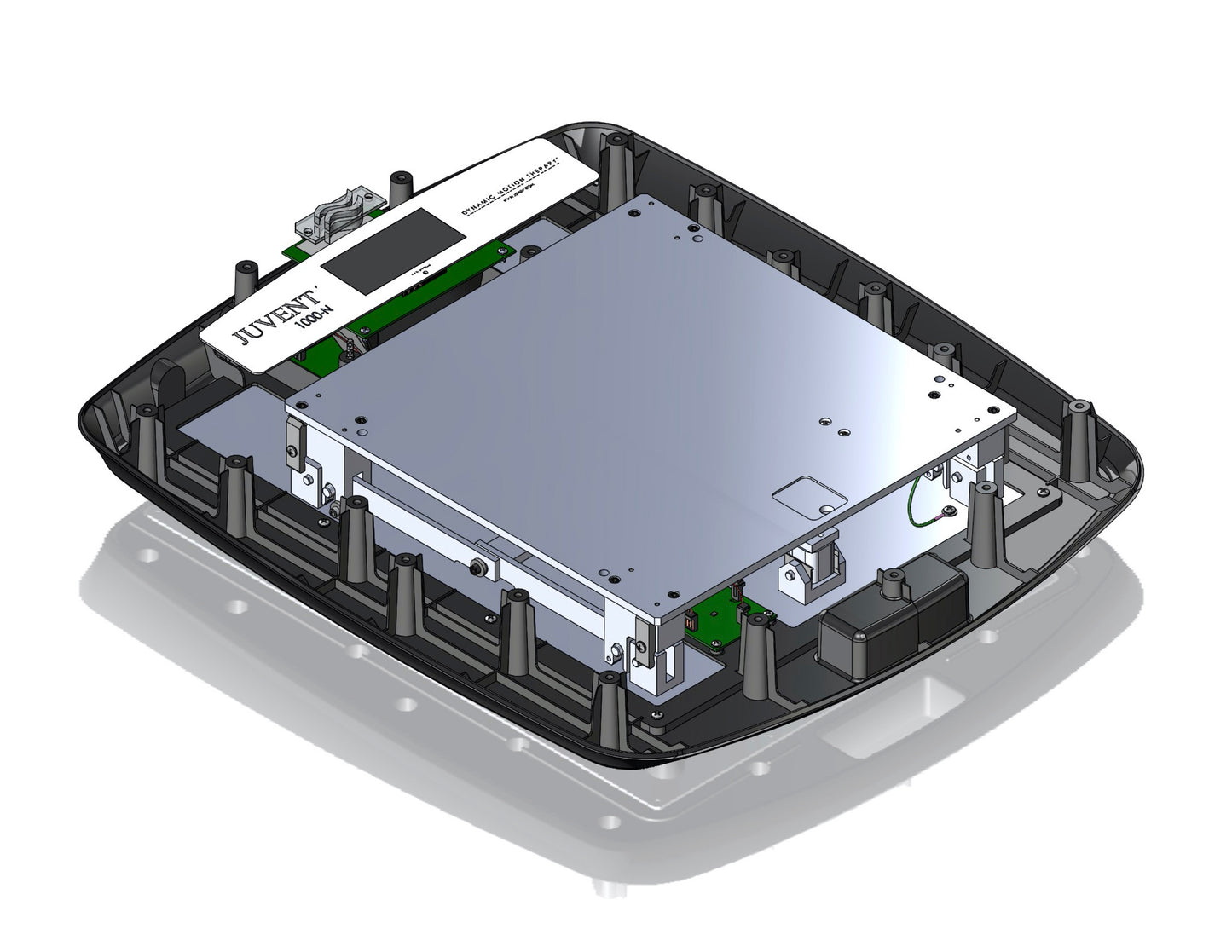 Internal diagram of the Juvent 1000-N micro-impact system for dynamic motion therapy.