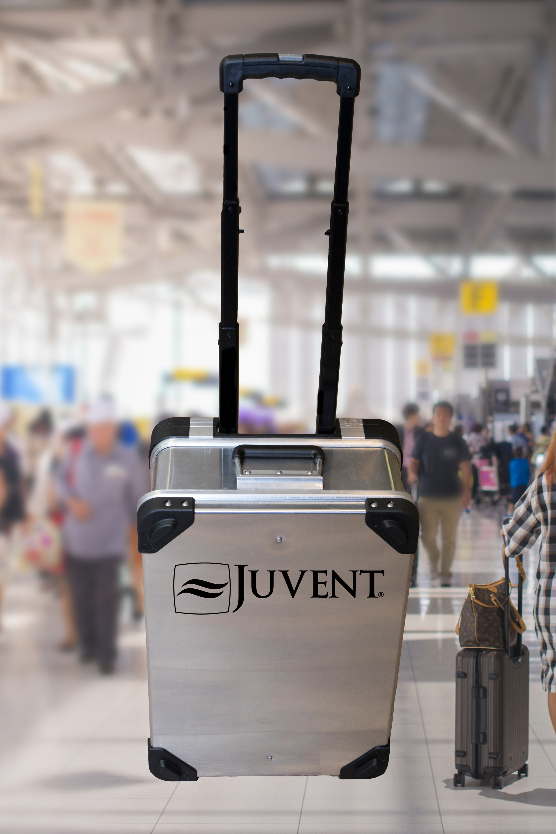 Juvent airport traveller luggage in airport.