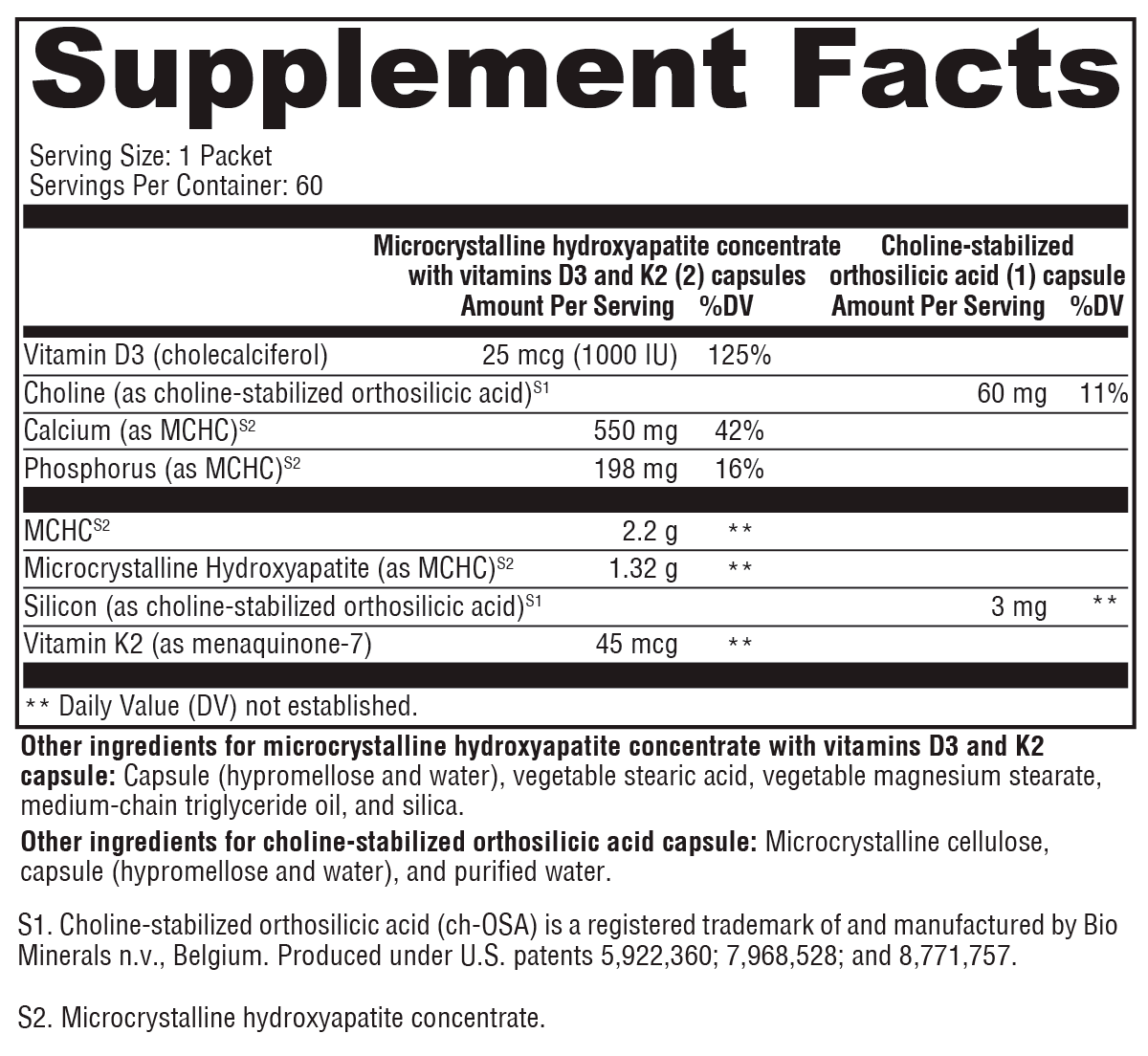 OSAplex MK-7™ 60 Packets Supplement Facts