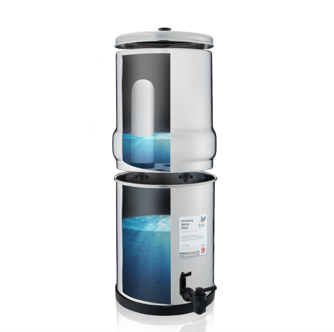 See Through diagram of the British Berkefield Drinking Water Filter System.